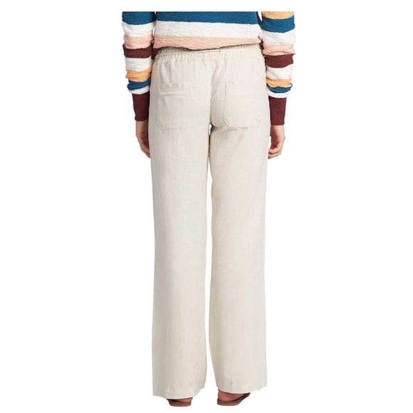 ROXY Oceanside Linen Blend Straight Leg Pants Size Small Stone - Picture 2 of 16